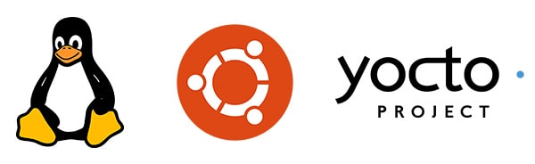 Linux mainline, Ubuntu, Yocto logos